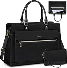Laptop Bags Handbags for Women 15.6 Inch PU Leather Large Tote Bag Work Bag with Clutch Bag Designer Women's Bags Ladies Laptop Handbag for School Black