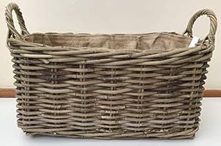 Log Basket/Storage Basket, Excellent Quality, Very Strong Rattan, Removable Hessian Liner (Medium)