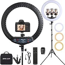 21 inch LED Ring Light with Tripod Stand, Video Ring Light for Photography Vlog Recording Conference Meeting Studio Portrait YouTube TikTok Makeup with Remote Control, CRI>97