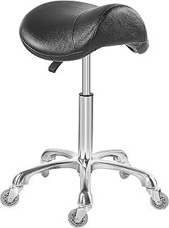 Ergonomic Saddle Stool Chair with Wheels for Dental Office Massage Clinic Spa Salon Cutting (Black)