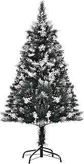 HOMCOM 4FT Artificial Snow-Dipped Christmas Tree Xmas | Home Home Indoor Decoration | Removable Stand w/White Berries Star Topper Branch Green