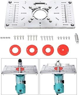 Aluminum Woodworking DIY Router Table Insert Plate&Ring Power Tool Accessories with 4 Rings for Woodworking Benches Flip Chipboard 235mm x 120mm x 8mm（Red）