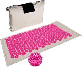 Yoga Acupressure Massage Mat for Pain Stress Soreness Relaxing Body + Free Carry Bag & Spiky Massage Ball