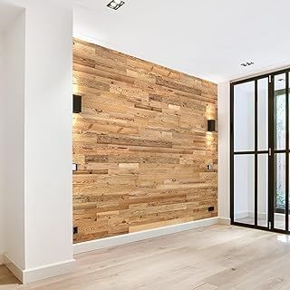 Wall Cladding Made of Reclaimed Wood, Natural Vintage Wood Wall Panels, Model "Amber", Wooden Wall Design (1 m2)