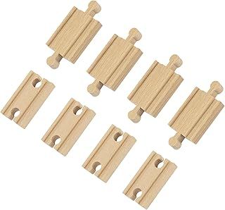 8PCS Wooden Train Track Set - 4 Convexs & 4 Concaves Track Connectors, Wooden Rail Connection Essential Accessories, Train Track Expansion Packs for 1 2 3 4 5 Years Old Kids