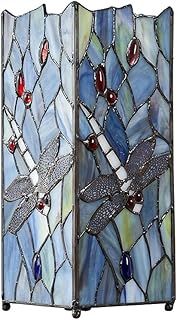 MiniSun Beautiful Hand Crafted Tiffany Inspired Decorative Dragonfly Design Square Glass Table Lamp