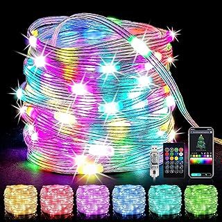 Oreunik Smart App Control Lights,33FT 100LED RGB Fairy Lights for Bedroom,DIY Color&Music Sync String Lights for Bedroom Hanging Fairy Lights,Party,Wedding,Birthday,Christmas Decoration