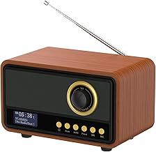 Mycket DAB/DAB+ Digital Radio, Retro FM Radio, Mains and Battery Powered Bluetooth Speaker, Rechargeable Music Player with AUX/U Disk, 80 Preset Stations,Headphone port, Wood Effect (Wood)