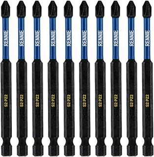 10 x Rennie Tools 100mm Long PZ2 Impact Screwdriver Driver Bits Set. Heavy Duty PoziDriv POZI No.2 Magnetic Screwdriver Bit Set. PZ2 Impact Driver Bits Pozidrive Screw Accessories. Black Oxide Coated