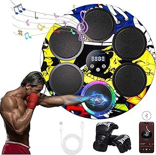 Music Boxing Machine with Boxing Gloves，Boxing Machine Wall Mounted Music, Smart Bluetooth Boxing Equipment, Workout Punching Equipment for Home, Indoor and Gym.