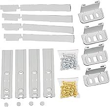 Pack of 4 Universal Integrated Fridge Door Sliders Mounting including 16 Pcs Screws for Easy Installation - Universal Integrated Fridge Door Slider Kit with Brackets, Screw and Clips [Energy Class A]