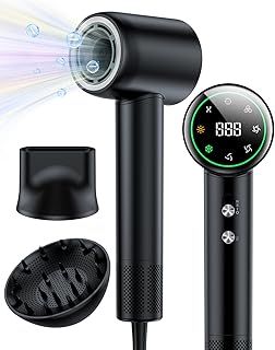 Hair Dryer, 160000 RPM Professional High Speed Blow Dryer, 200 Million Negative Ionic Hair Blow Dryer for Fast Drying, Low Noise Thermo-Control Hair-Dryer-with-Diffuser and Nozzle, Portable for Home
