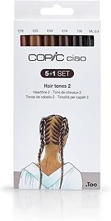 COPIC Ciao Coloured Marker Pen - 5+1 Set Hair Tones 2, For Art & Crafts, Colouring, Graphics, Highlighter, Design, Anime, Professional & Beginners, Art Supplies & Colouring Books