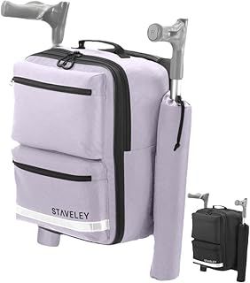 Staveley Mobility Scooter Crutch Bag | XL Expandable Shopping Bag for Electric Mobility Scooter Wheelchair & Boot Scooters | 2 Crutch Holders Bag for Mobility Aid Mobility Scooter Accessories Purple