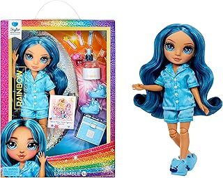 Rainbow High Junior High PJ Party - Skyler (blue) - 22 cm Posable Doll with Soft Onesie, Slippers and Play Accessories - Kids Toy - Great for Ages 4-12 Years