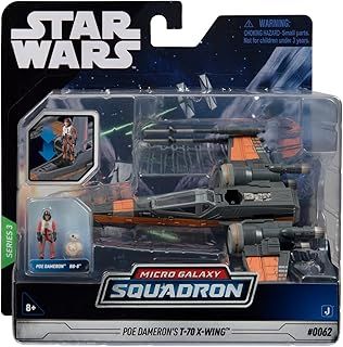 Bizak Star Wars Micro Galaxy Squadron PoE Dameron T-70 X-Wing 12cm Vehicle with Two PoE Dameron and BB8 Figures (62610040)