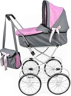 BiBi Doll Baby Doll Pram Toy In Pink With Storage Basket, Carry Bag For Girls Boys Ages 3 To 10 Years - Cambridge Dolls Pram Toys, Baby Doll Accessories, Dolls Pushchair, Dolls Cot