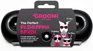 Groomi Deshedding & Grooming Brush for Dogs, Cats, Horses & Rabbits - Gentle & Effective Pet Grooming Tool, Wide Shallow Comb, Smooth Groomer