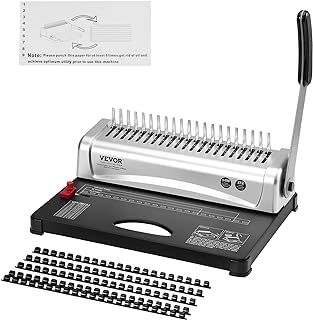 VEVOR Binding Machine, Comb Binding Machine 21-Holes Binding 450 Sheets, Book Binder Machine with 100 PCS 3/8'' Comb Binding Spines, for Letter Size, A4, A5