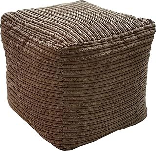 Jumbo Cord Beanbag Cube, Large Plush Jumbo Cord Pouffe, Footstool (Brown)