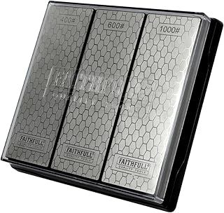 Faithfull Diamond Whetstone Sharpening Kit. 3 Stones: 400G Coarse, 600G Medium And 1000G Fine Includes Non Slip Base Unit