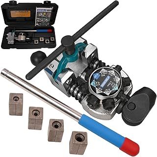 Professional Brake Line Flaring Tool Kit for 45 Degree Single, Double and Bubble Flares, 3/16", 1/4", 5/16", 3/8" and 4.75mm Steel Copper Metal Tubing, Black