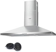 COMFEE' 90 cm Chimney Cooker Hood Class A+ Extractor Hood with LED and Recirculating & Ducting System Wall Mounted Range Hood 900 mm Extractor Fan kitchen with Carbon Filters