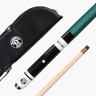 Hardwood 4 Piece Adjustable Snooker Pool Cue and Padded Soft Case Set with 4 x 11mm Screw Tips