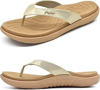 jiajiale Womens Fashion Orthotic Flip Flops Ladies Lightweight Comfortable Thick Cushion Support Yoga Mat Thong Sandals With Plantar Fasciitis Slip On Outdoor for Summer