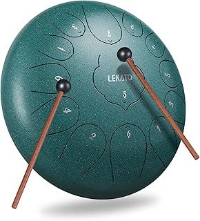 LEKATO Steel Tongue Drum 12 Inch 13 Notes, Steel Alloy Drum C Key Beginner Zen Drum Percussion for Meditation Yoga Musical Education, Best Gift for Adult Beginner, Malachite