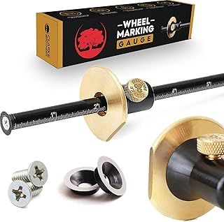 clarke Brothers Wheel Marking Gauge - Woodworking Marking Scriber Kit With 2 Replacement Cutters - Wood Marking Tools With Graduated Inch & MM Scale - Solid Metal Bar Wood Scribe Tool For Carpenter