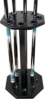 GACCO BILLIARDS Freestanding Billiard Cue Rack, Pool Table Accessories Hold 8 Cues, Pool Cue Stick Holder, Wooden Floor Stand Pool Cue Holder for Billiard Game Room (FLOOR-8-MAHOGANY)