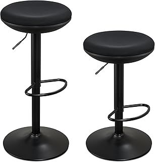 IWMH Bar Stools Set of 2, Height Adjustable 360° Swivel Kitchen Stools with Metal Frame and Footrest, Soft Teddy Fabric Bar Chair for Kitchen, Living Room, Dining Room Counter (Green)