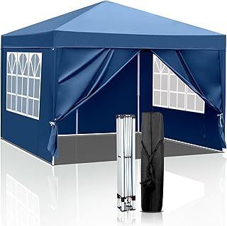 Bonnlo Pop Up Gazebo with Sides 3m x 3m, Easy Setup Instant Outdoor Canopy, Waterproof Event Shelter, Party Tent Blue