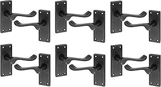 Golden Grace Victorian Scroll Lever Latch Door Handles in Matt Black Finish, Classic Interior Doors Hardware, 6 Pairs - 120mm Long