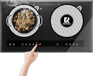 2PCS Induction Hob Protector- Induction Cooktop Mat - (Magnetic) Cooktop Scratch Protector - for Induction Stove,Multifunctional Silicone Mats by KitchenRaku (20cm, White)