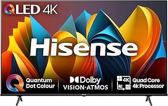 Hisense 75 Inch 4K QLED Smart TV 75E7NQTUK - Quantum Dot Colour, 4K AI Processor, Dolby Vision Atmos, Smooth Motion, Sports Mode, Vidaa OS with Freely, Youtube, Netflix and Disney+ (2024 Model)