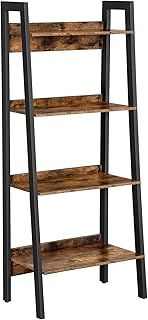 VASAGLE Ladder Shelf, 4-Tier Narrow Shelf, Bookshelf for Home Office, Living Room, Bedroom, Kitchen, Industrial, Rustic Brown and Ink Black LLS054X01