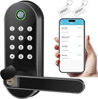 Sifely Smart Lock for Front Door, Fingerprint & Keypad Entry, Black