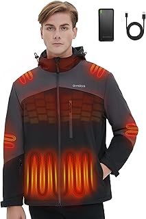 Mens Heated Jacket with Battery Pack - 20000mAh Rechargeable Winter Outdoor Work Self Electric Jacket with Hood