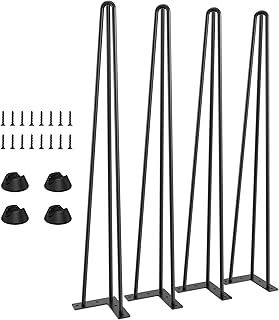 TITECK Hairpin Table Legs Black - 71cm 3 Rod / 10mm, Table Legs For Desk Dining Table DIY Furniture With Screws Heavy Duty Furniture Legs (28")