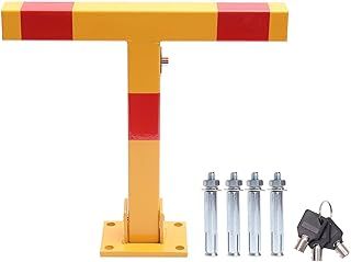 KATSU Car Parking Space Lock, High Visibility Yellow and Red T Shape Lockable Fold Down Car Parking Barrier Bollard, Private Car Park Driveway Guard Saver Blocker 161871