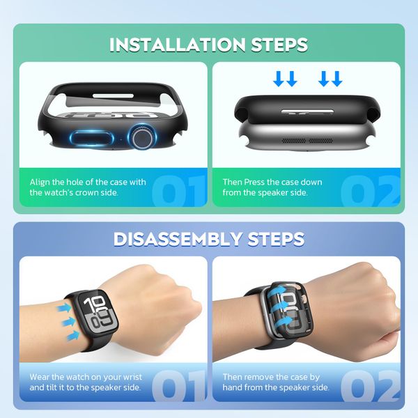 Piuellia 2 Pack Black Hard Case for Apple Watch Series 11 Series 10 46mm