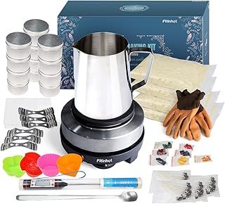 Fitinhot DIY Candle Making Kit with Wax Warmer Electronic Plate, Full Set Candle Making Supplies Including Pouring Pot, Soy Wax, Thermometer for Adults and Beginners Craft Project