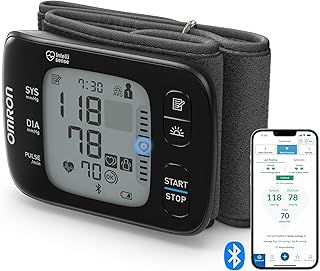 OMRON RS7 Wrist Blood Pressure Monitor for Home Use or on The Go - Clinically Validated BP Monitor Including Use on Obese People, Blood Pressure Machine with Free Smartphone App and Positioning Sensor