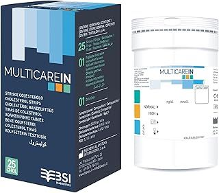 MultiCare in Cholesterol Strip for using with the Cholesterol, Trigyceride and Glucose device, Pack of 25