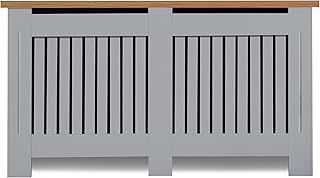 Radiator Cover Large, Radiator Cover, Vertical Slatted Modern Radiator Covers MDF Wood Cabinet Shelf Heating Covers For Living Room, Hallway (19D x 152W x 83.2H CM)