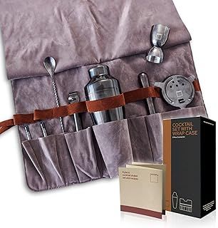 8 pieces, Cocktail shaker set, Pouch set, Cocktail making kit, Espresso martini gift set, Cocktail gifts sets, Home bar accessories, Mocktail kit, Cocktail making set recipe book