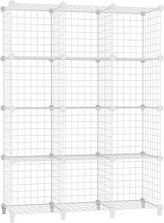 AWTATOS Cube Storage Unit, 12 Cube Wire Storage Shelves, Multifunctional DIY bookcases and Shelving Units Perfect for Office/Livingroom/kitchen/Bathroom, White USCIH12WE