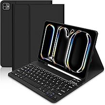 Keyboard Case for iPad Pro 11 inch (2024), Slim Stand Case with UK Layout Keyboard 11 inch, Detachable Bluetooth Keyboard Case with Pencil Holder for Pro 11 M4 5th Generation-Black